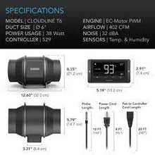 Load image into Gallery viewer, AC Infinity Cloudline Series T6 Fan