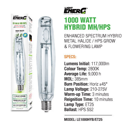 Light Energ Hybrid MH/HPS 1000w Bulb